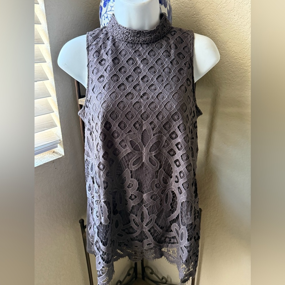 Rewind Charcoal Lace Sleeveless Blouse